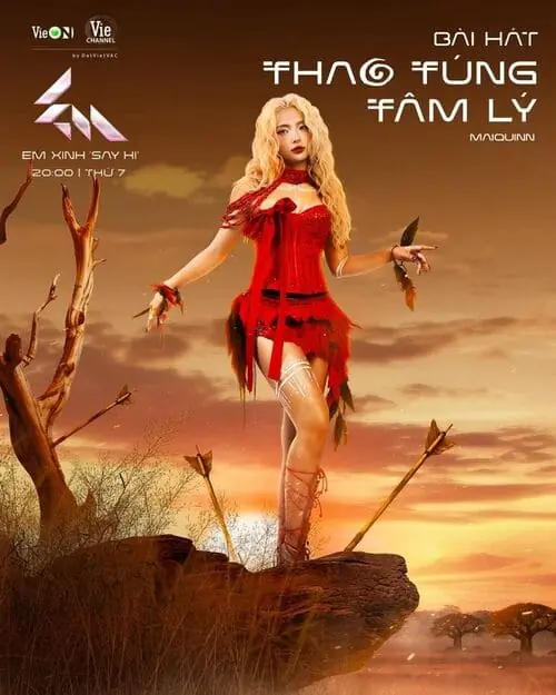 Anh-MaiQuinn-thao-tung-tam-ly-1 Ảnh MaiQuinn thao túng tâm lý trên poster ca khúc với váy đỏ và concept hoang mạc