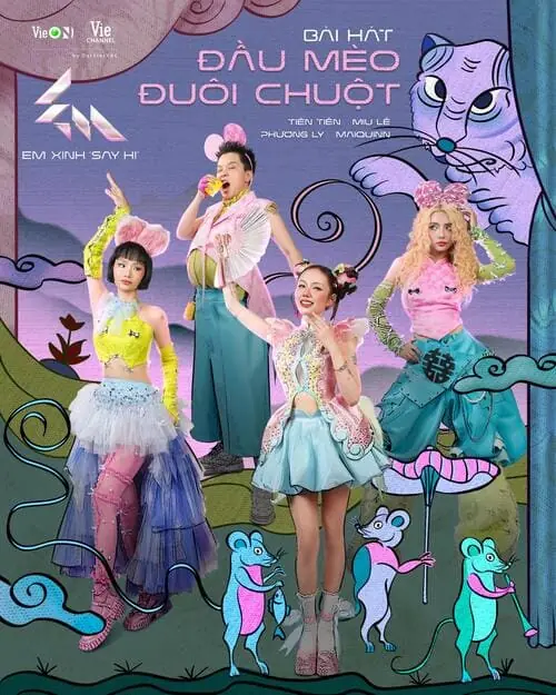 anh-maiquinn-va-dau-meo-duoi-chuot Ảnh MaiQuinn trong poster ca khúc Đầu Mèo Đuôi Chuột với concept hoạt hình màu sắc