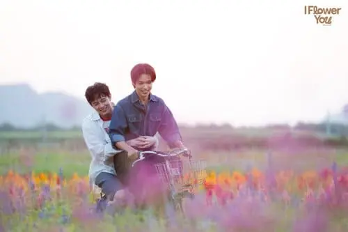 i-flower-you-the-series-thu-vien-hinh-anh-5 Ảnh cặp đôi Phak Nich đạp xe giữa cánh đồng hoa trong I Flower You The Series, khung cảnh lãng mạn tại Kanchanaburi